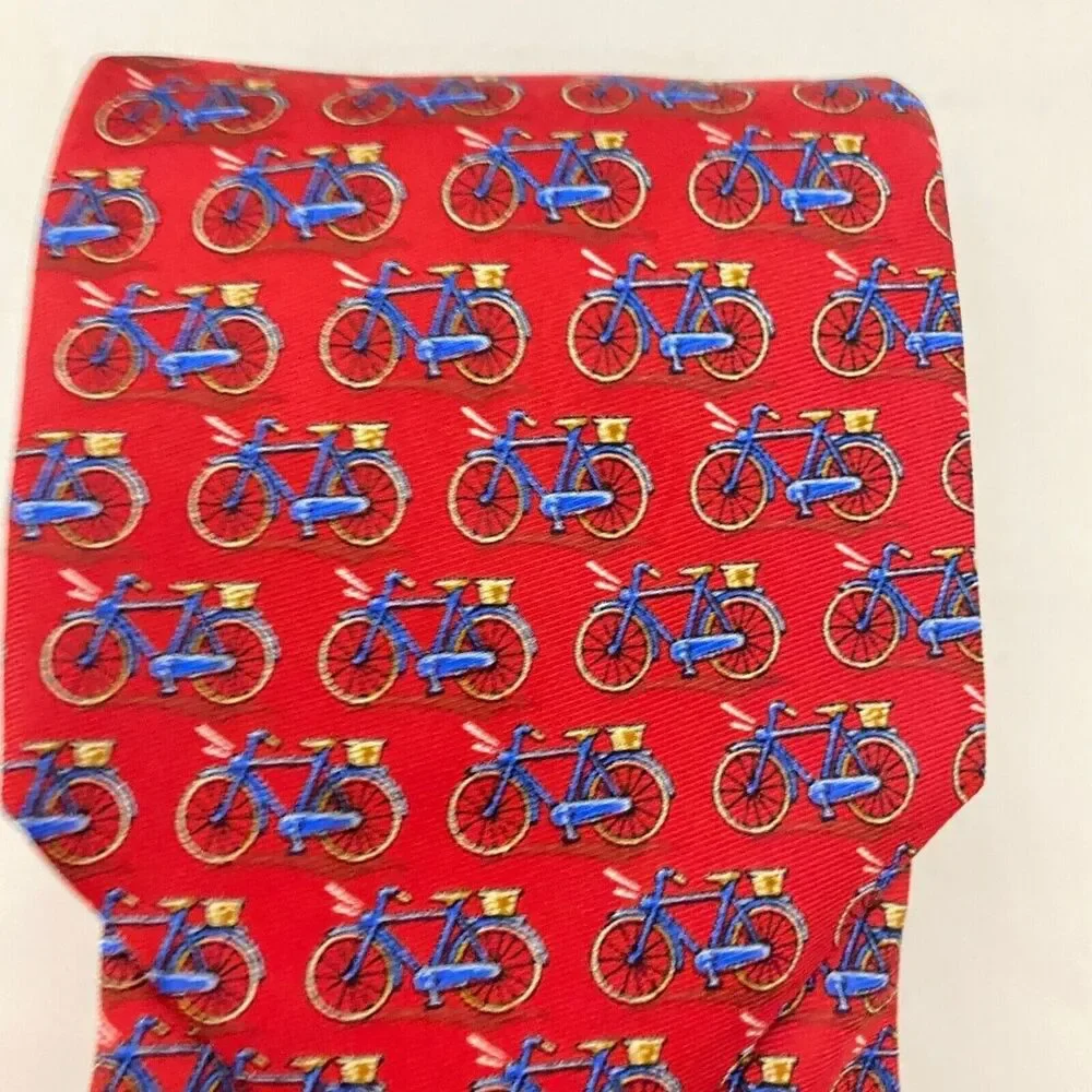 #5625 Cremieux Mens Red Bicycle Necktie. Tie 58X4
